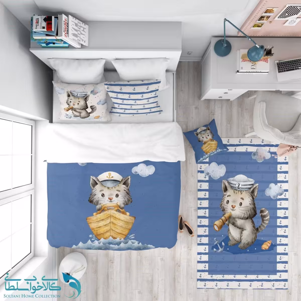 روتختی طرح گربه ملوان سایز یکنفره کد A2888