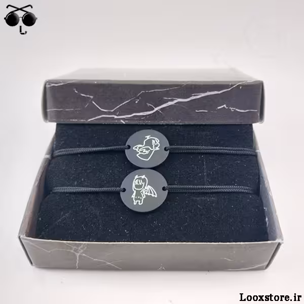 دستبند ست فرشته و شیطان بال دار مشکی