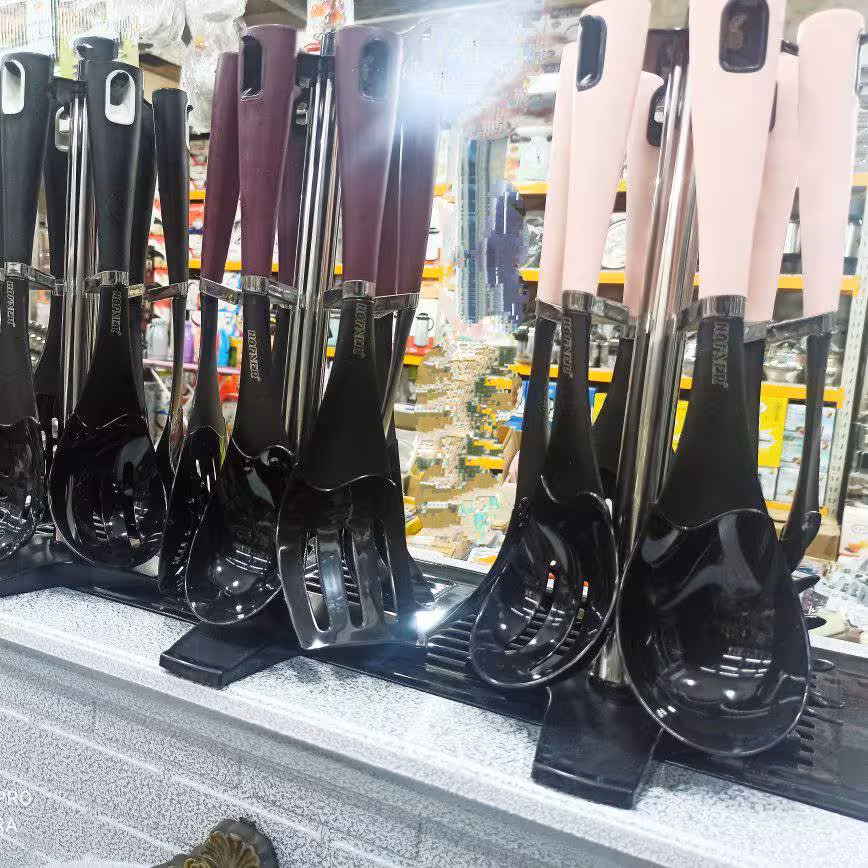 ست کفگیروملاقه اویز7پارچه 440 کفگیرملاقه نسوز نچسب بزرگ