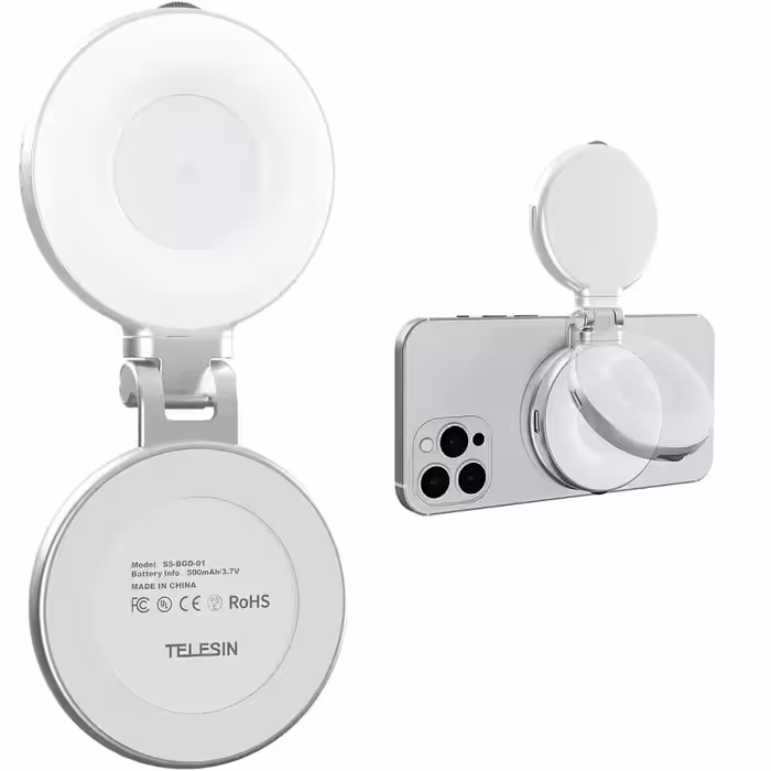 رینگ لایت مغناطیسیTELESINرینگ لایت مغناطیسی TELESIN با اتصال سریع و طراحی 180 درجه