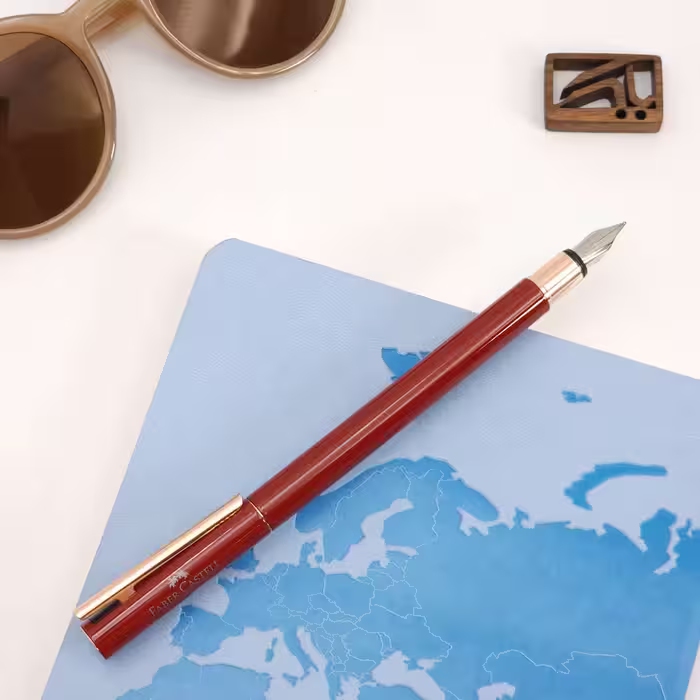 فابرکستل خودنویس نئو اسلیم قرمز رزگلد FABER-CASTELL Neo Slim Oriental Red Rose Gold 342700