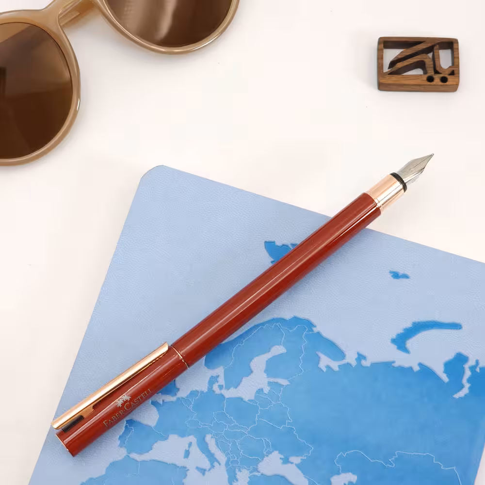 فابرکستل خودنویس نئو اسلیم قرمز رزگلد FABER-CASTELL Neo Slim Oriental Red Rose Gold 342700
