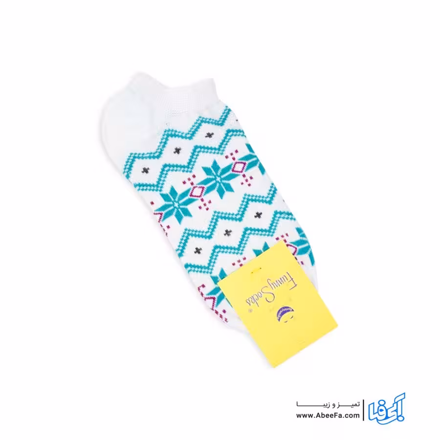 جوراب مچی فانی مدل 1037 سفید و سبز آبی