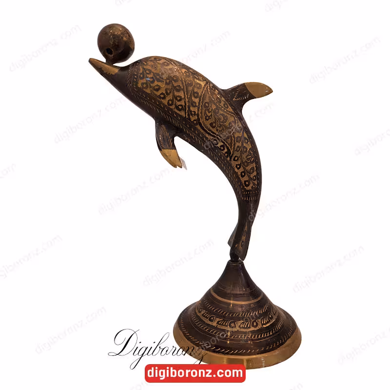 دلفین برنجی برنزی طرح ساده سایز6 اینچ