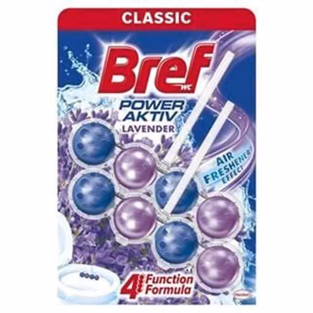 خوشبو کننده و ضدعفونی کننده برف توپی BREF LAVENDER با رایحه اسطوخودوس مخصوص توالت فرنگی 8 عددی