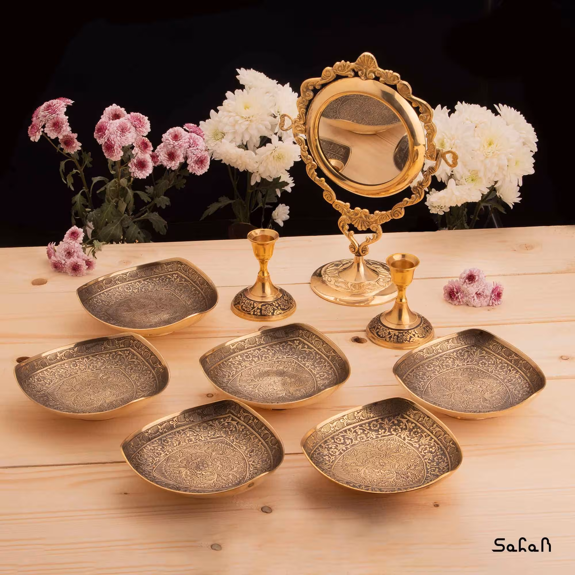 ست هفت سین برنجی طلایی کد 107