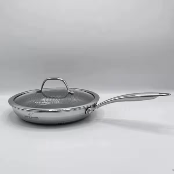 ماهیتابه تک دسته استیل کف لیزری لایف اسمایل 24 سانت