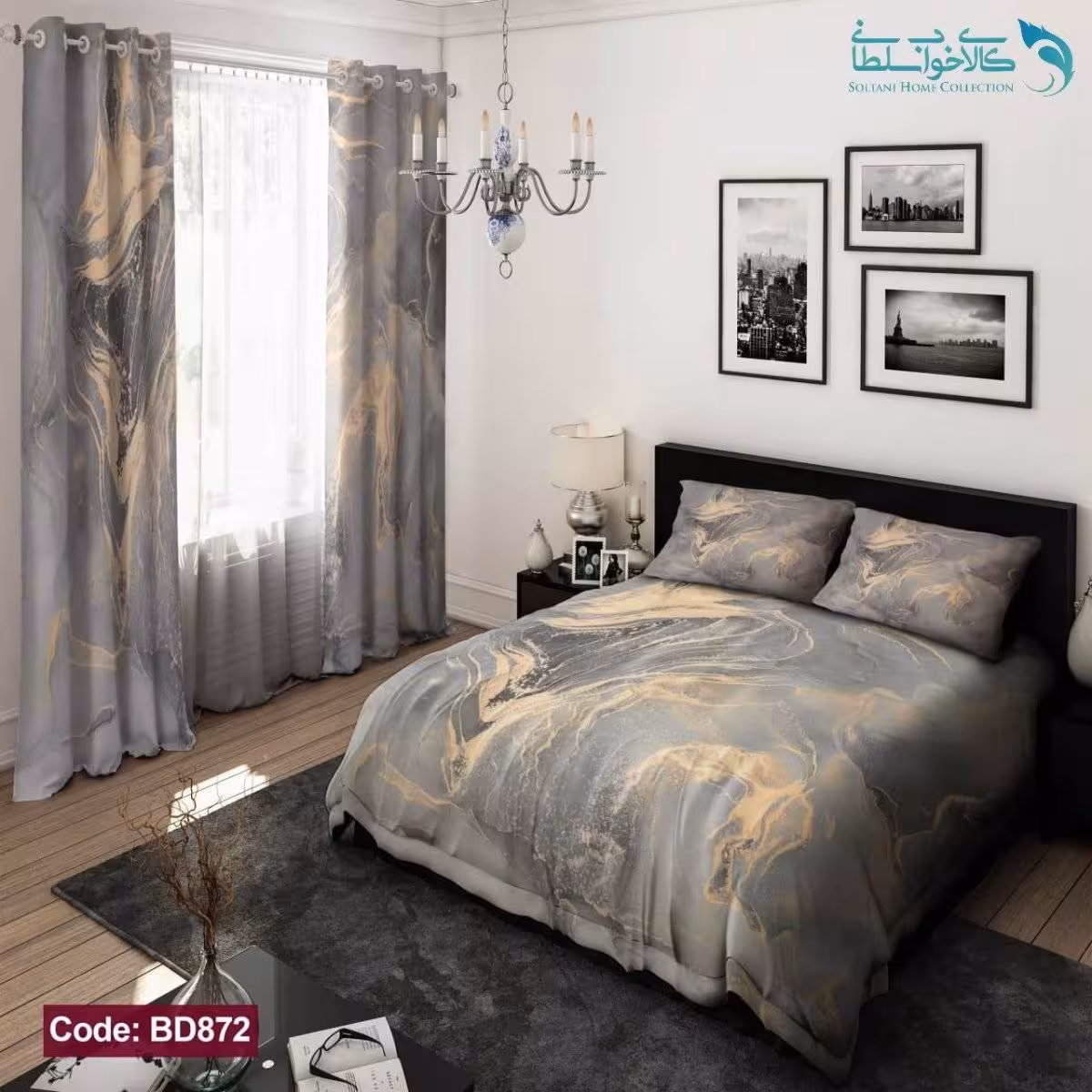 روتختی طرح سنگ طوسی دو نفره کد BD872