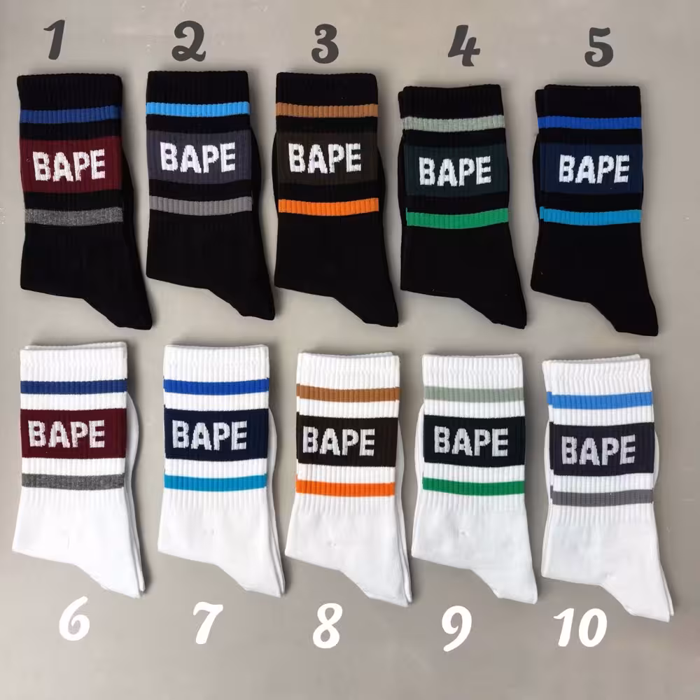 جوراب ساقدار دومینو نوشته دار سری BAPE