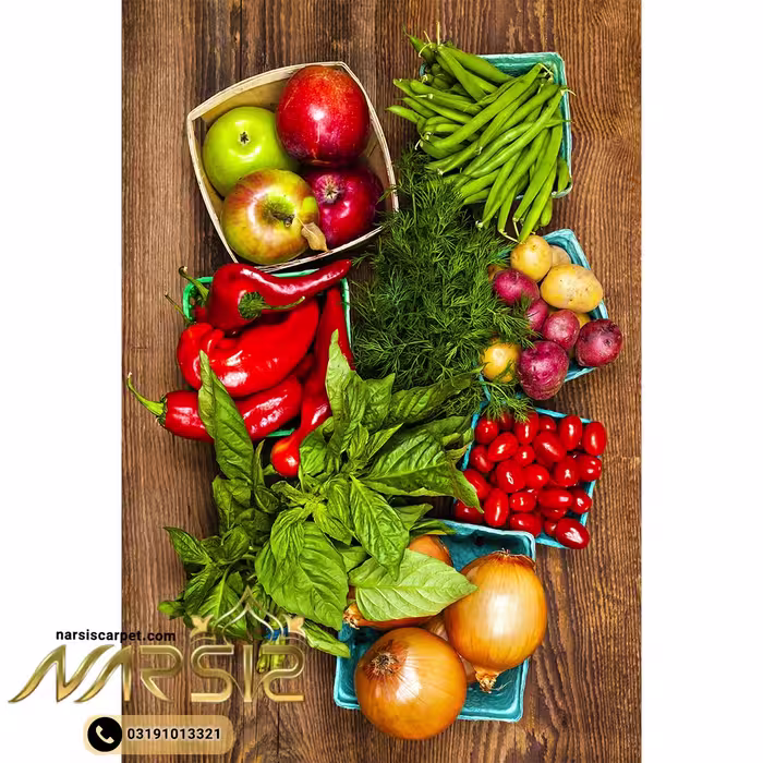 فرشینه آشپزخانه طرح سبزیجات تازه کد 7039