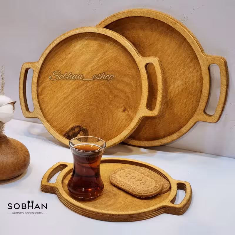 سینی چوبی 3 عددی گرد
