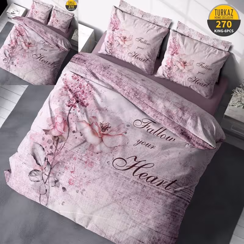 سرویس روتختی طرح heart برند Turkaz دو نفره  کد 270