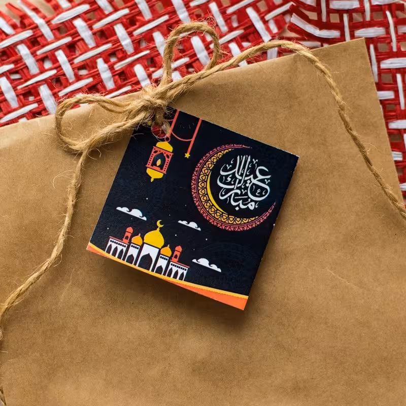 تگ و آویز عید فطر مدل ماه در ابعاد 5 در 5 سانتی متر 80 عددی