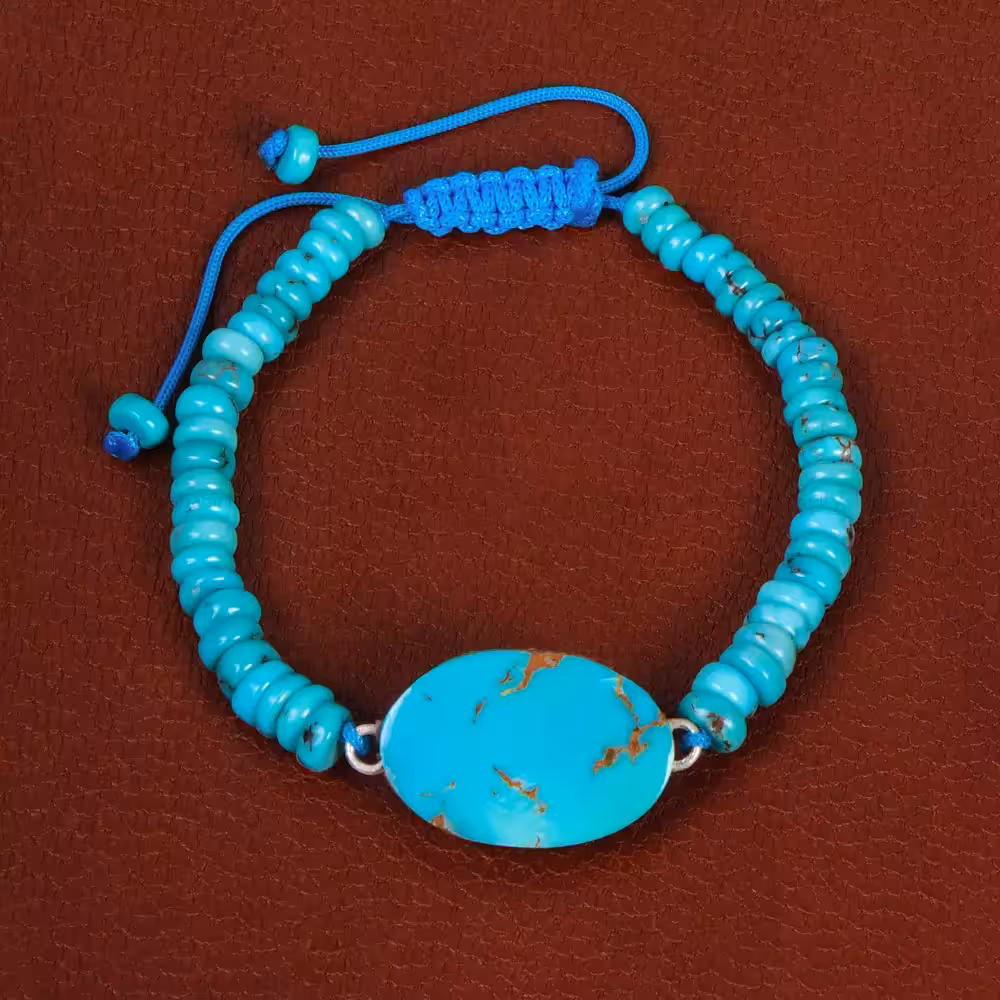 دستبند فیروزه خزامه کد 30423 - جواهری مشاهیر