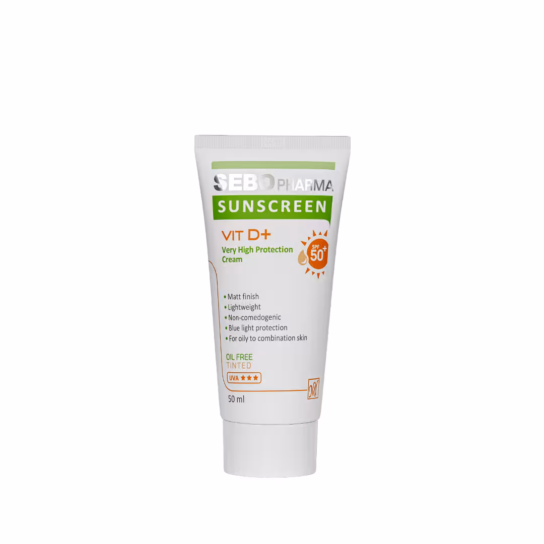 کرم ضد آفتاب فاقد چربی رنگی سبوفارما SPF50 برند مای فارما حجم 50 میل