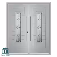 درب ورودی دولنگه شیشه خور رنگ سفیدکد 1559