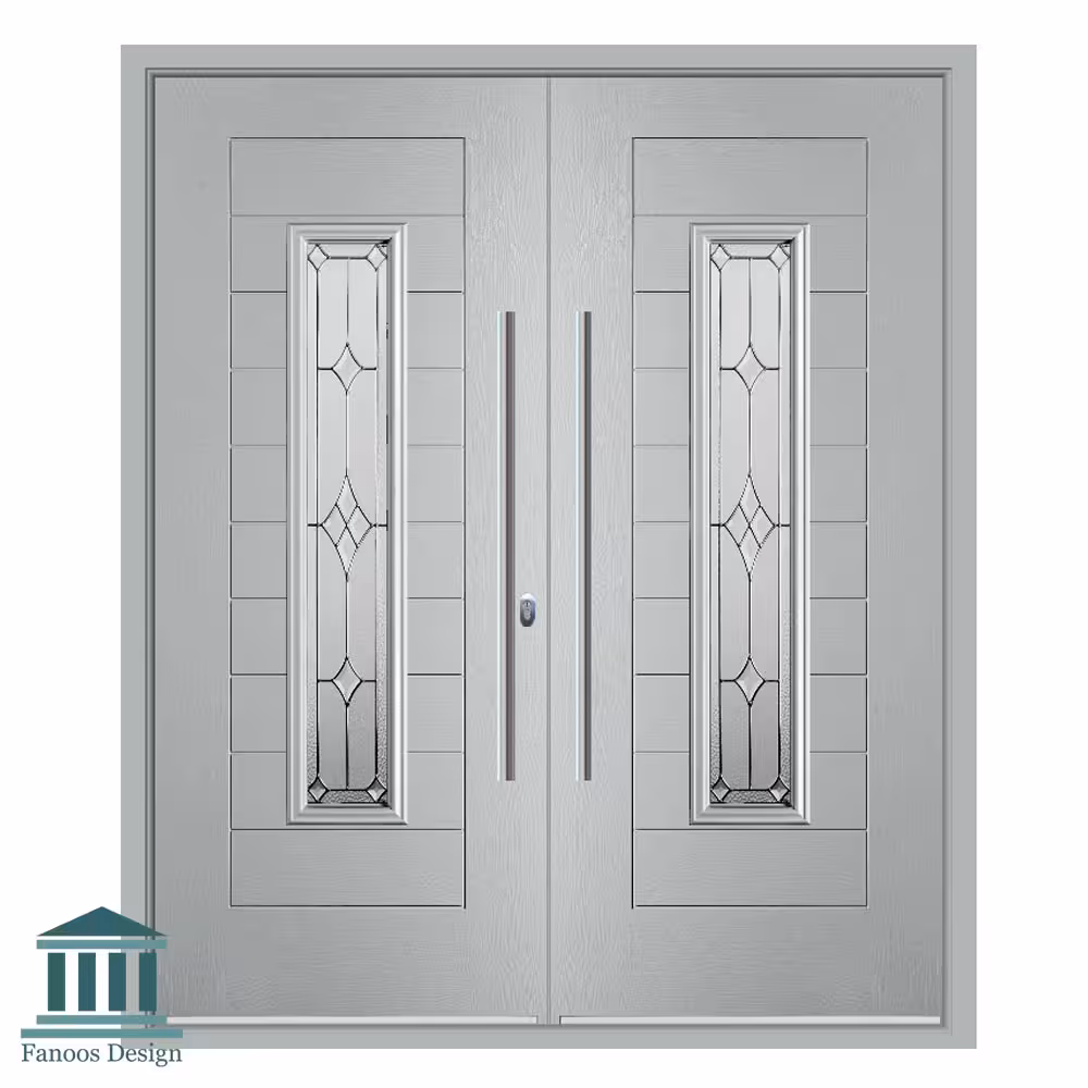 درب ورودی دولنگه شیشه خور رنگ سفیدکد 1559