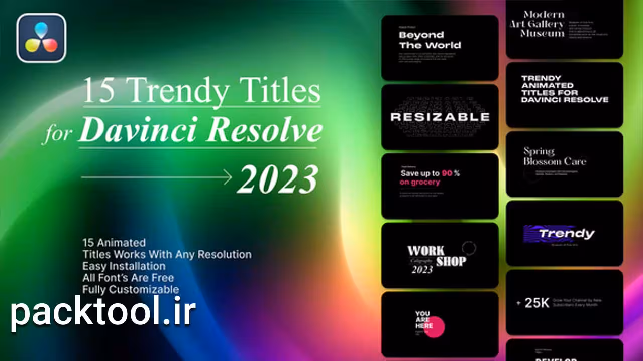 دانلود پروژه آماده داوینچی ریزالو تایتل مدرن Modern Titles - پک تول