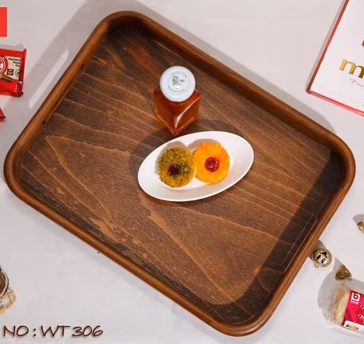 سینی مستطیل چوبی قوس دار