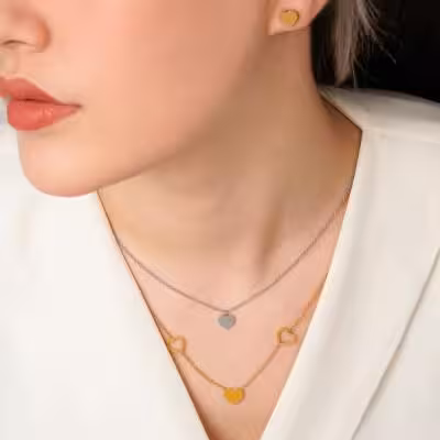 نیم ست دو رنگ طرح قلب استیل 304