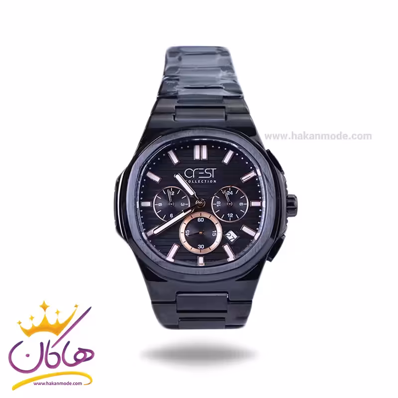 ساعت مچی عقربه ای کرست مردانه فلزی مشکی crest 6319/5