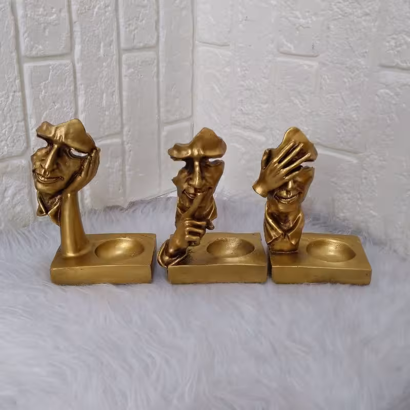 مجسمه جا شمعی مدل کر،کور،لال مجموعه 3عددی