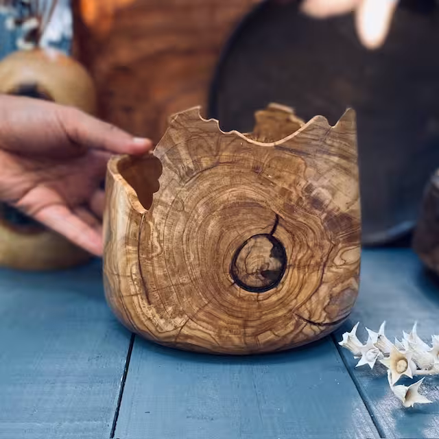 ظرف چوبی دکوری زیتون کد 937