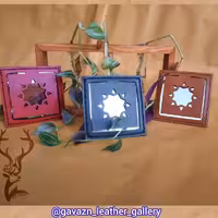 آینه جیبی چرم طبیعی دست دوز