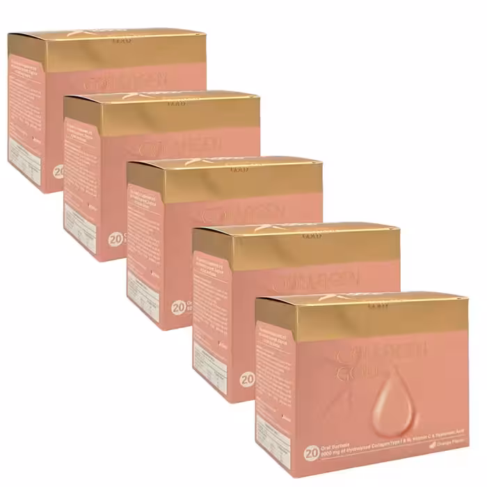 پک ساشه کلاژن گلد آدریان 5 بسته 20 عددی