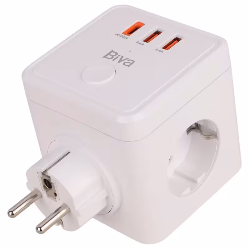 چند راهی برق و شارژر بیوا Biva PS-07 Power Strip دارای 3 پورت