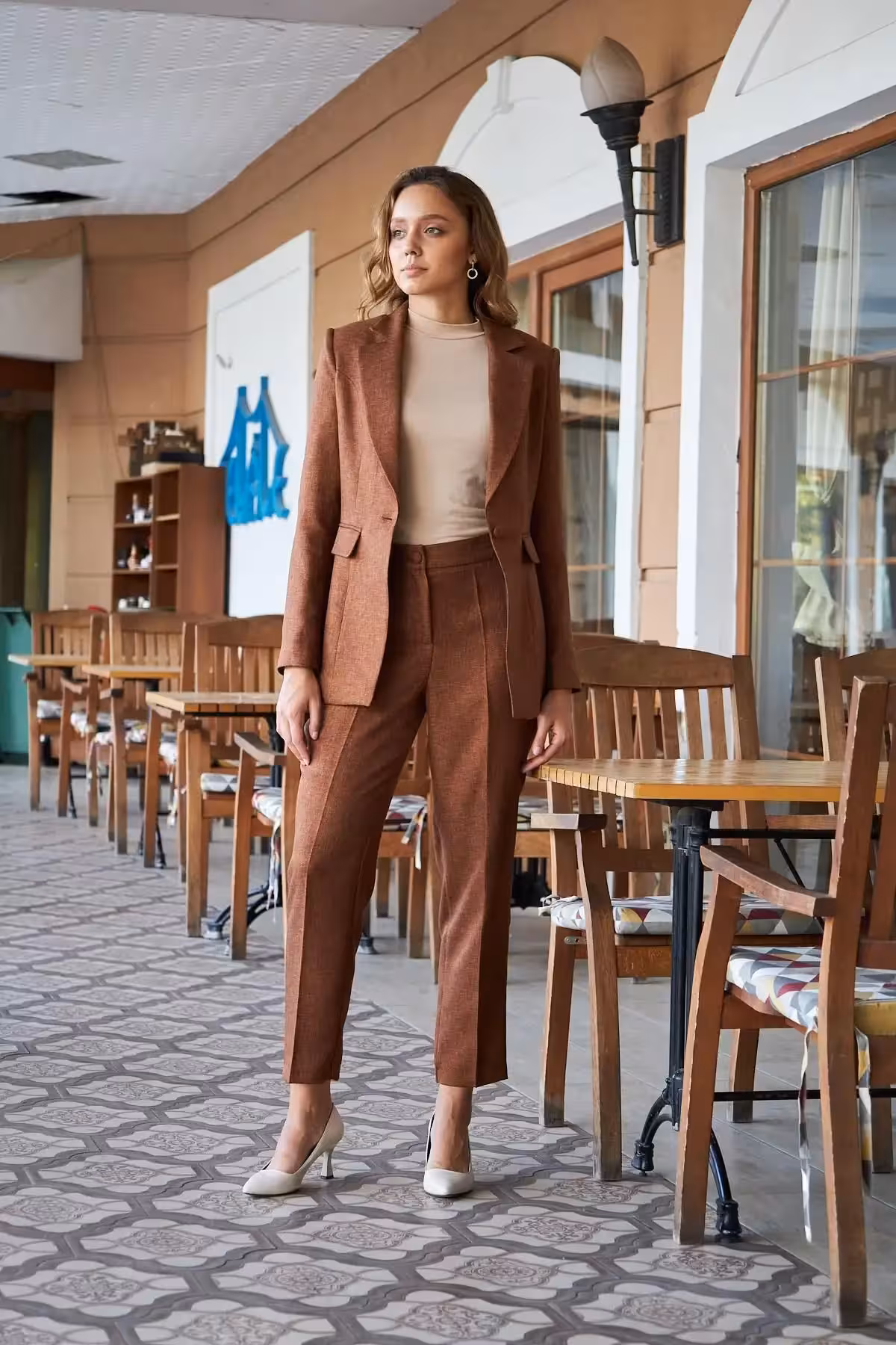 کت و شلوار پشمی تک دکمه - 1476