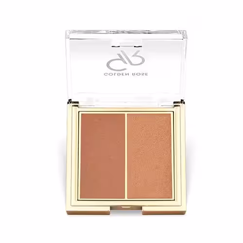پالت رژ گونه دو رنگ گلدن رز مدل ICONIC DUO شماره 05 رنگ WARM PEARL