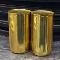 پایه شمع استوانه ای طلایی ساده