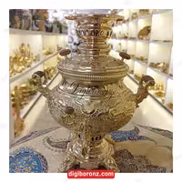 سماور عدسی طلایی گل مرغ ریز