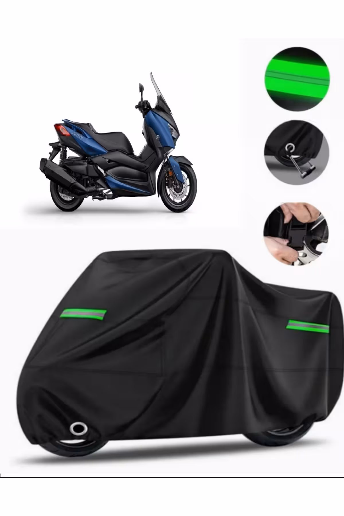 چادر موتورسیکلت مشکی YAMAHA X MAX 400 ABS سازگار با موتور سیکلت برزنت برقی قفل MPRO9002 MotoEn