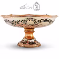 میوه خوری مسی پایه دار الماس تراش نقره کوب کد MJ-130