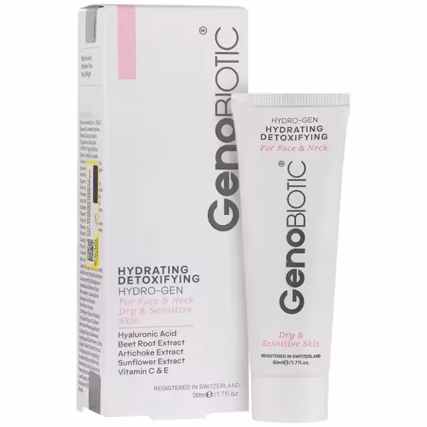 کرم مرطوب کننده و دتوکسیفای کننده صورت و گردن پوست خشک و حساس ژنوبایوتیک