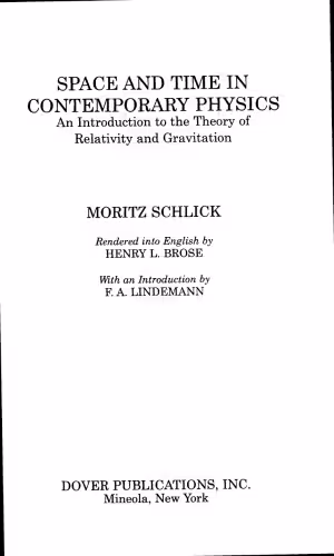 خرید و دانلود نسخه کامل کتاب Space and time in contemporary physics: an introduction to the theory of relativity and gravitation