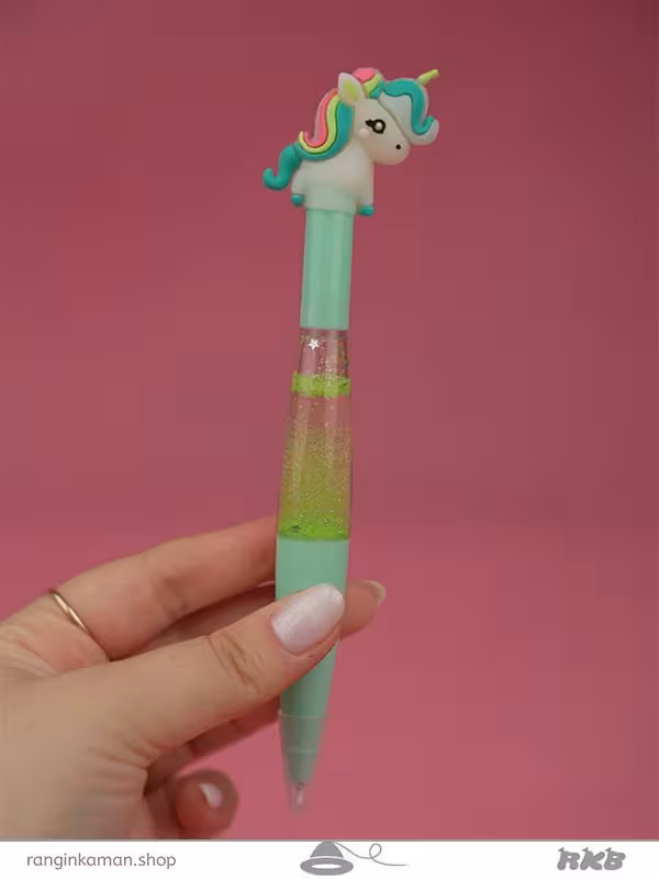 روان نویس آکواریومی چراغدار طرح یونیکورن Illuminated aquarium fountain pen with unicorn design