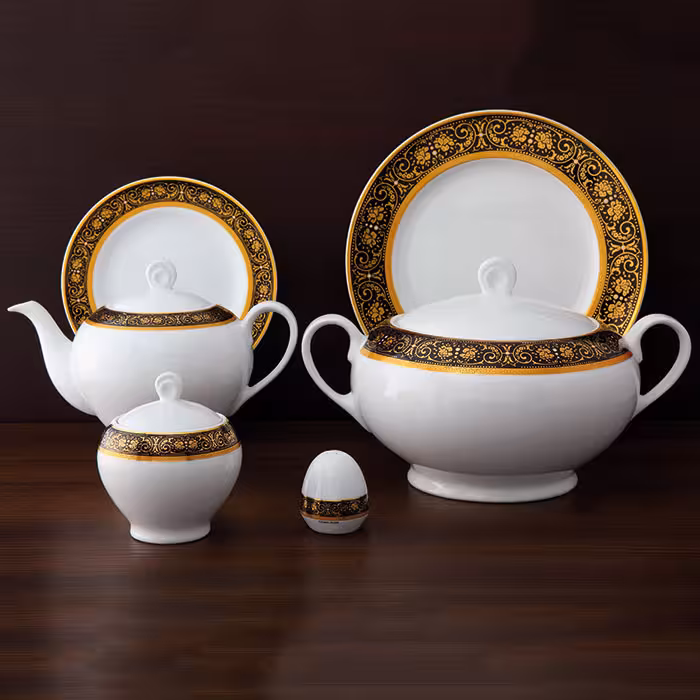 سرویس چینی زرین طرح میدنایت 102 پارچه