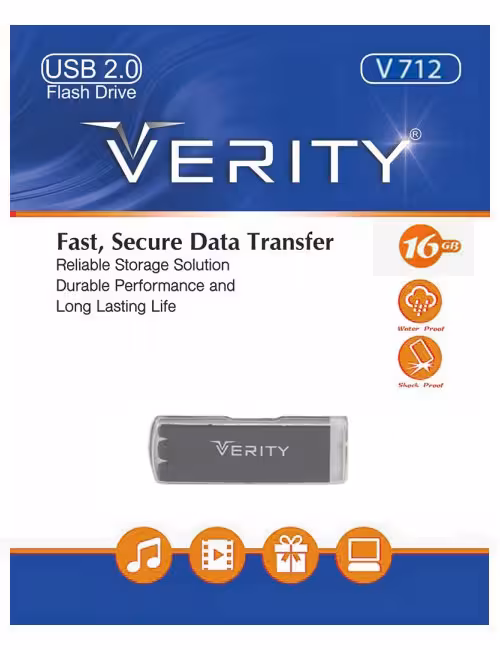 فلش مموری وریتی مدل V712 مشکی ظرفیت 16 گیگابایت