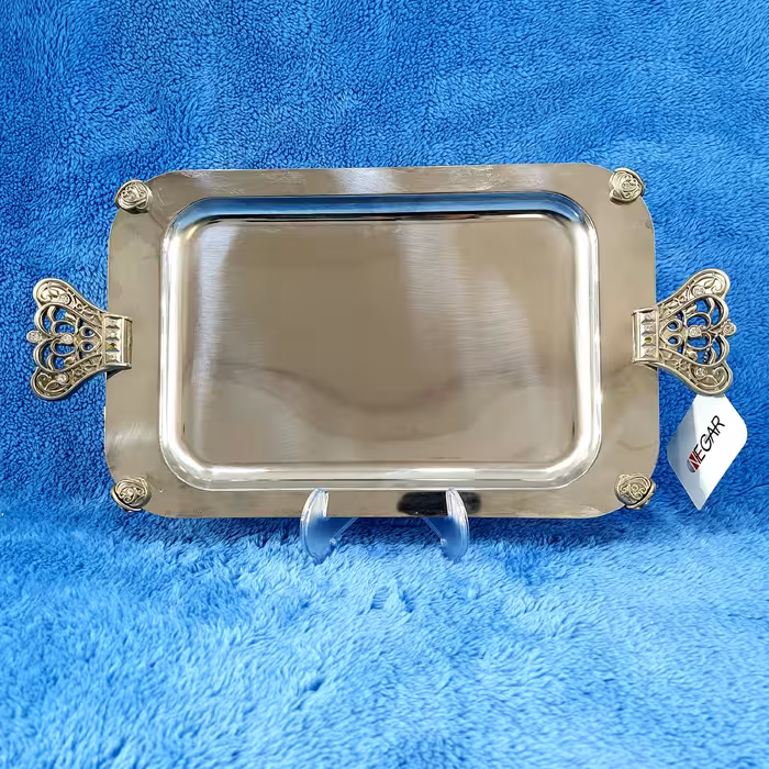 سینی استیل نگار مستطیل کوچک کد 326 مدل تاج با ارسال رایگان