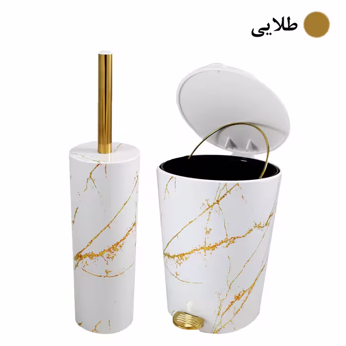 ست سطل زباله و فرچه مدل ماربل کد WH