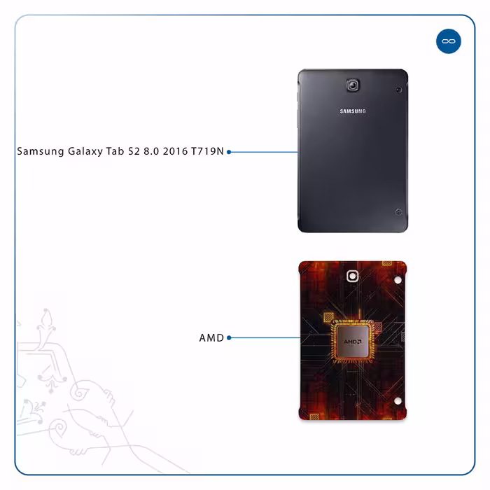 برچسب پوششی ماهوت مدل AMD Brand مناسب برای تبلت سامسونگ Galaxy Tab S2 8.0 2016 T719N