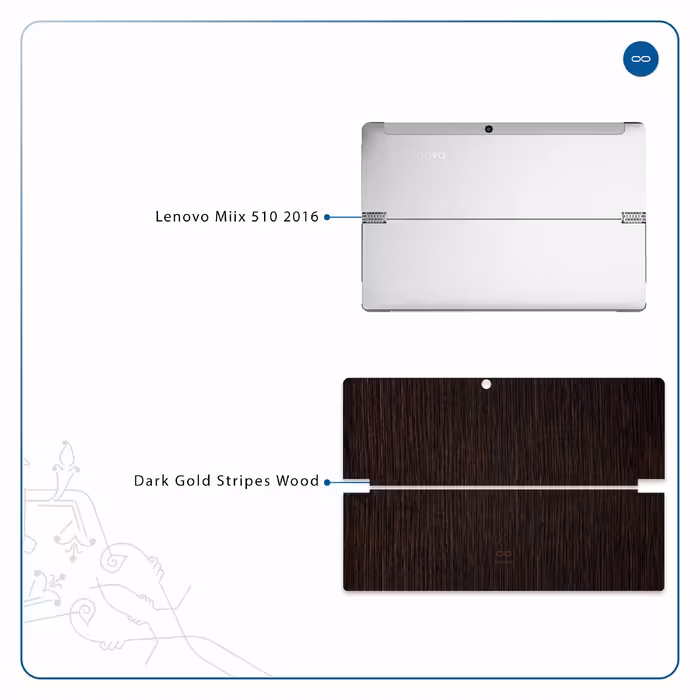 برچسب پوششی ماهوت مدل Dark-Gold-Stripes-Wood مناسب برای تبلت لنوو Miix 510 2016