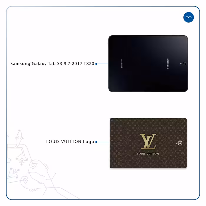 برچسب پوششی ماهوت مدل LOUIS-VUITTON-Logo مناسب برای تبلت سامسونگ Galaxy Tab S3 9.7 2017 T820