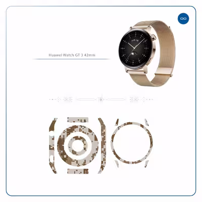 برچسب ماهوت طرح Army-Desert-Pixel مناسب برای ساعت هوشمند هوآوی Watch GT 3 42mm
