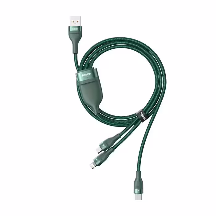 کابل تبدیل USB به لایتنینگ /USB-C/ microUSB باسئوس مدل One For Three 66W طول 1.2 متر