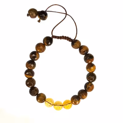 دستبند ناماسته مدل  سیترین و چشم ببر زنبوری کد 20