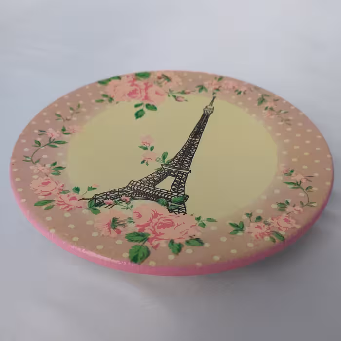 بشقاب دیوارکوب سفالی مدل برج ایفل و پیزا مجموعه 2 عددی